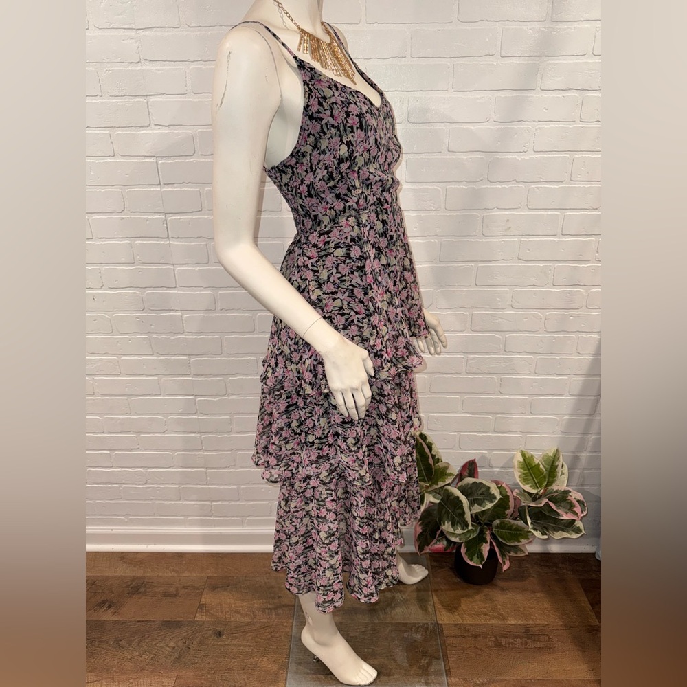 Allison New York Chic Floral Midi Tiered Dress in Pink and Black - Picture 8 of 12